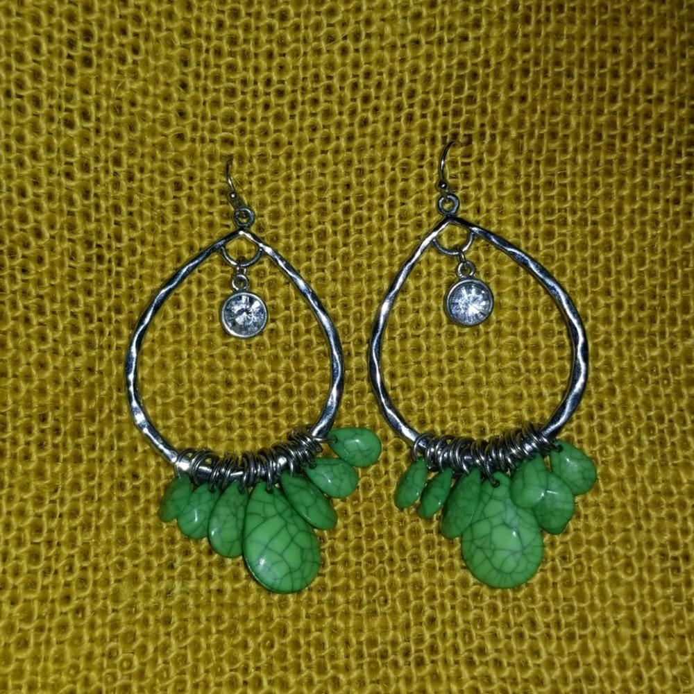Green hoop earrings